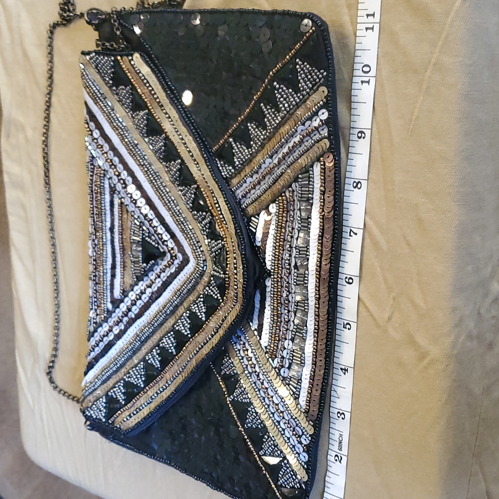 Black Sequin Beaded Clutch/shoulder Bag